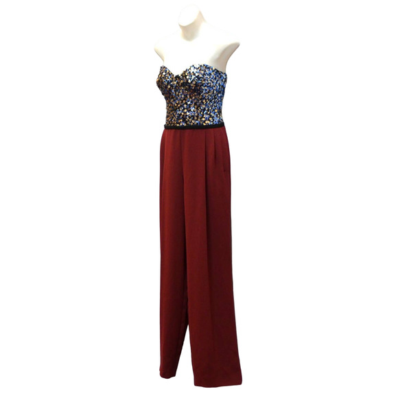 B00 NEW ESCADA Marsala Color Sequin Embellished Top Tinosa Jumpsuit Sz 38 $3495 - Picture 3 of 9